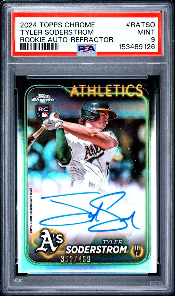 2024 Topps Chrome Tyler Soderstrom Refractor Auto /499 #RA-TSO Rookie PSA 9