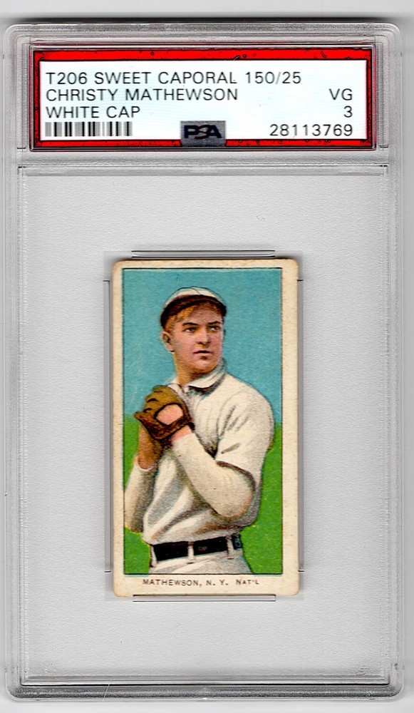 1909 T206 Christy Mathewson White Cap PSA 3 VG SC-150/25 NY Giants Tobacco Card