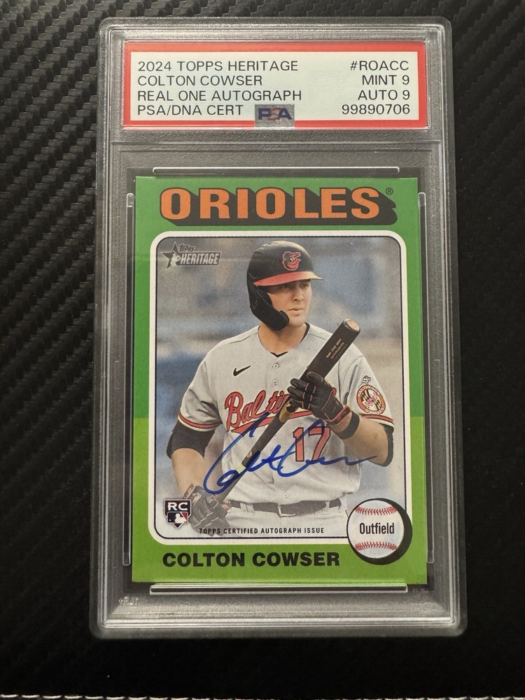 Topps Colton Cowser Orioles 2024 Heritage Real One Rookie Auto #ROA-CC PSA 9