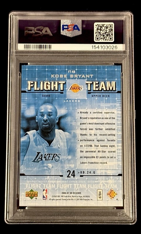 Kobe Bryant 2006-07 Upper Deck UD Reserve Flight Team #FT-KB PSA 10 GEM MINT view 2
