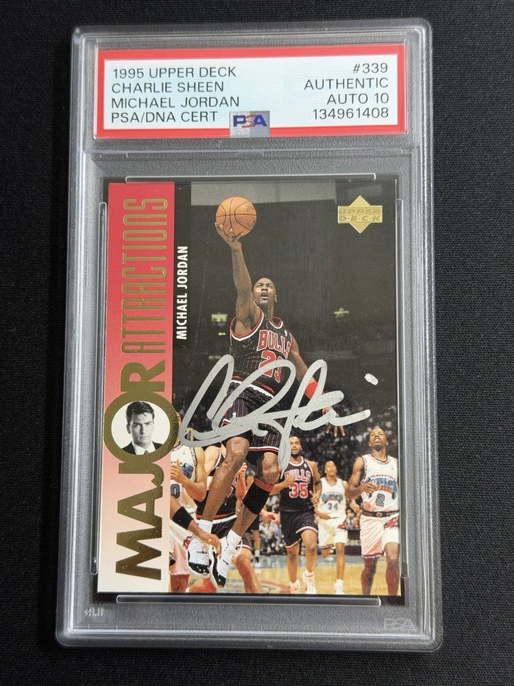 Charlie Sheen Signed 1995 Upper Deck Michael Jordan PSA/DNA Authentic Auto 10