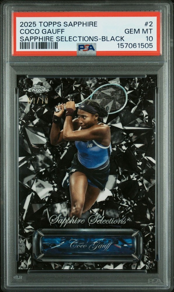 2025 Topps Sapphire Tennis Coco Gauff Sapphire Selections Black #01/10 PSA 10
