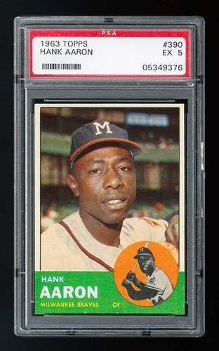 1963 Topps 390 Hank Aaron PSA 5 Beautifully centered! Super nice