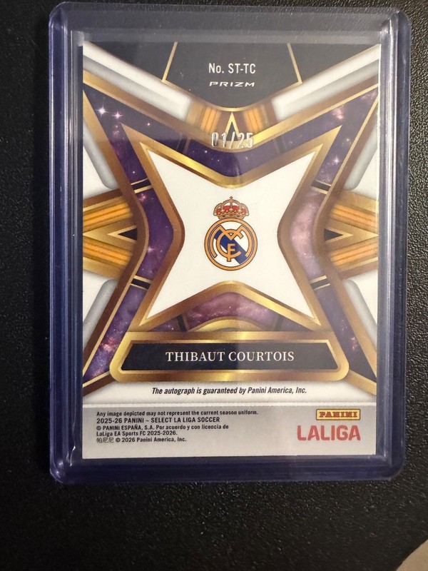 Ebay 1/1 Panini Select 2025-26 La Liga Thibaut Courtois Prizm Auto ST-TC /25 view 2