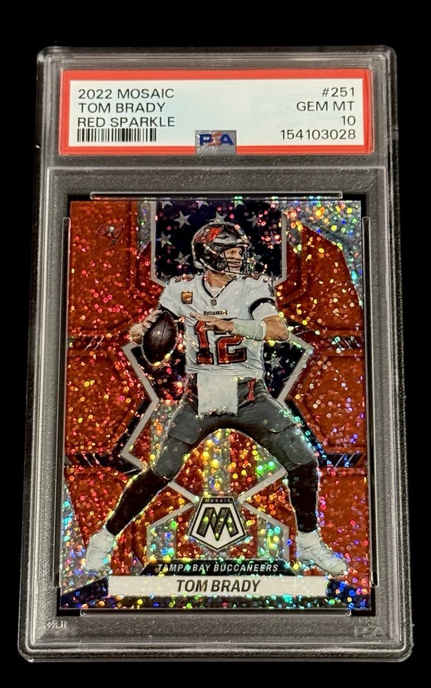 Tom Brady 2022 Panini Mosaic #251 Red Sparkle Prizm PSA 10 GEM MINT Buccaneers