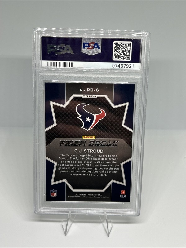 2023 Panini Prizm- Prizm Break C.J. Stroud #PB-6 Green Wave Prizm PSA 10 (RC) view 2
