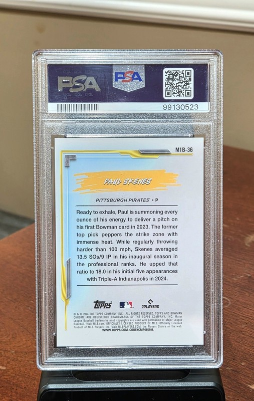2024 Bowman Chrome Paul Skenes Rookie RC 1st Bowman Orange Refractor /25 PSA 10 view 2