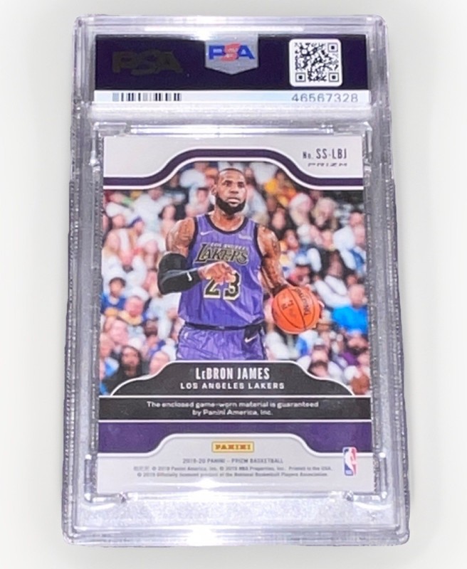 Panini Prizm 2019-20 LeBron James Sensational Swatches Orange Ice #SS-LBJ PSA 10 view 2