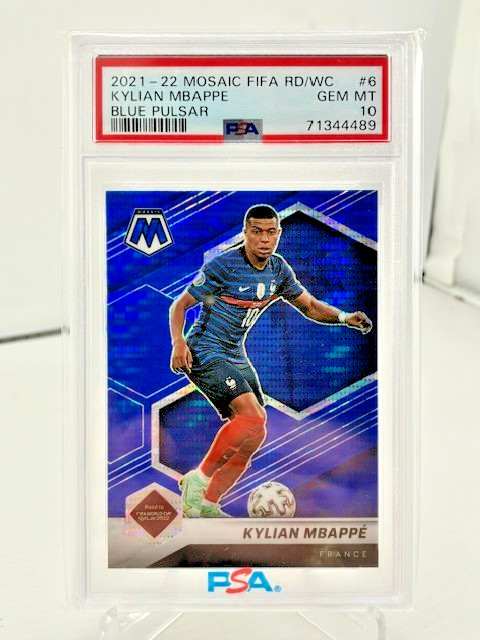Kylian Mbappe 2021 Mosaic FIFA World Cup Qatar #6 *Blue Pulsar* SP France PSA 10