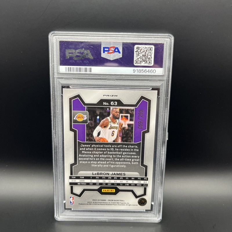 2023-24 Panini Prizm - LeBron James #63 Red Prizm /299 PSA 10 GEM MINT LA Lakers view 2