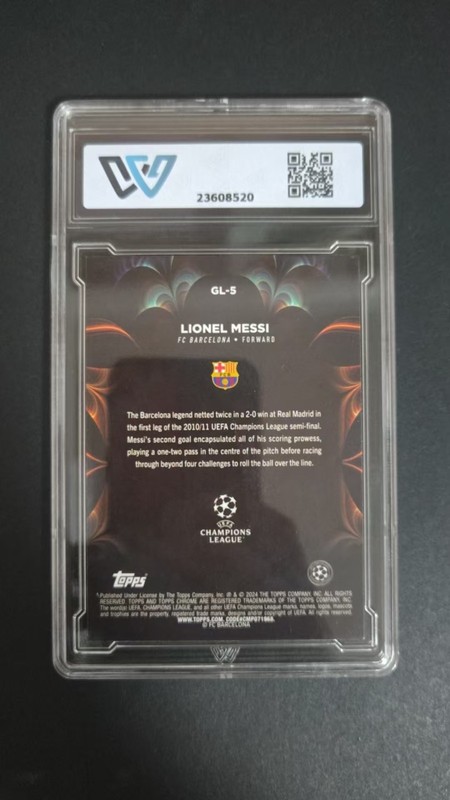 2023-24 TOPPS CHROME UCC LIONEL MESSI #GL-5 WCG 10 ≈ PSA view 2