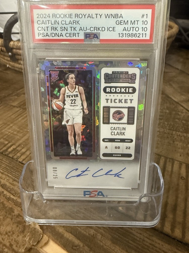 2024 Rookie Royalty WNBA Caitlin Clark Cracked Ice /25 PSA 10 / Auto 10