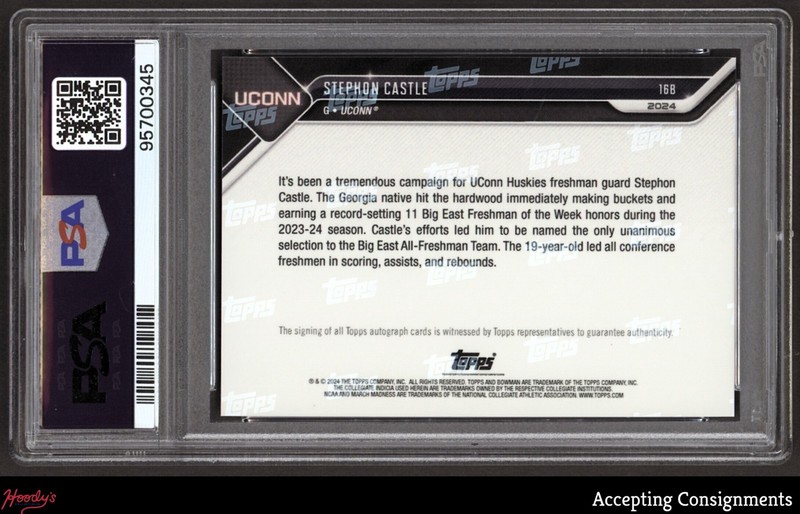 2023-24 Bowman University Now March Madness Blue Stephon Castle AUTO 9/49 PSA 10 view 2