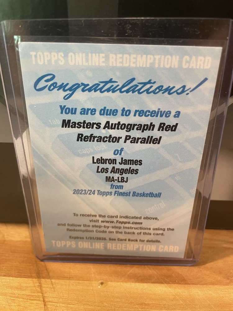 23/24 Topps Finest LeBron James True Red Refractor Auto /5 Redeemed Redemption 