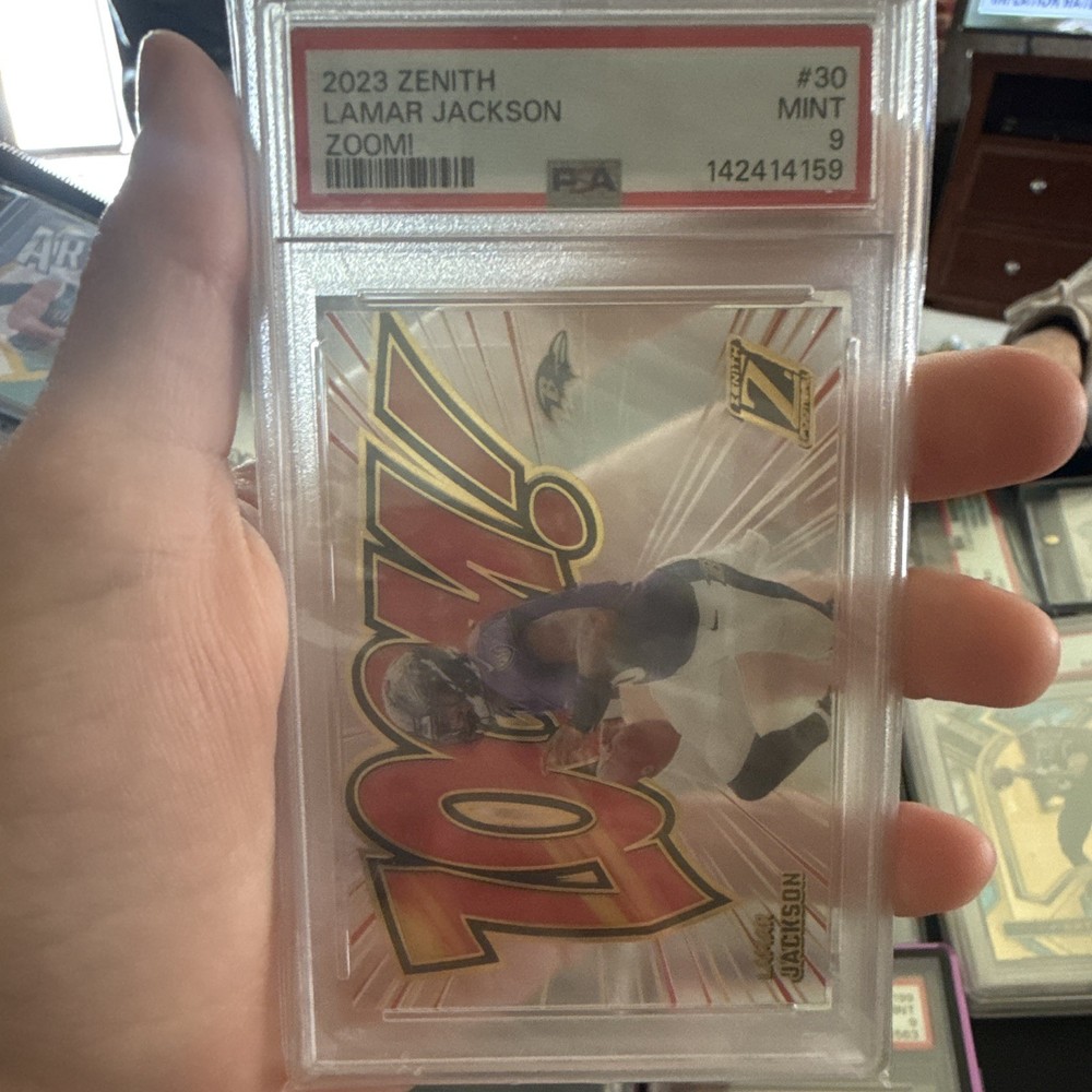 Panini 2023 Zenith Zoom! Lamar Jackson Baltimore Ravens #30 PSA 9 NFL Insert