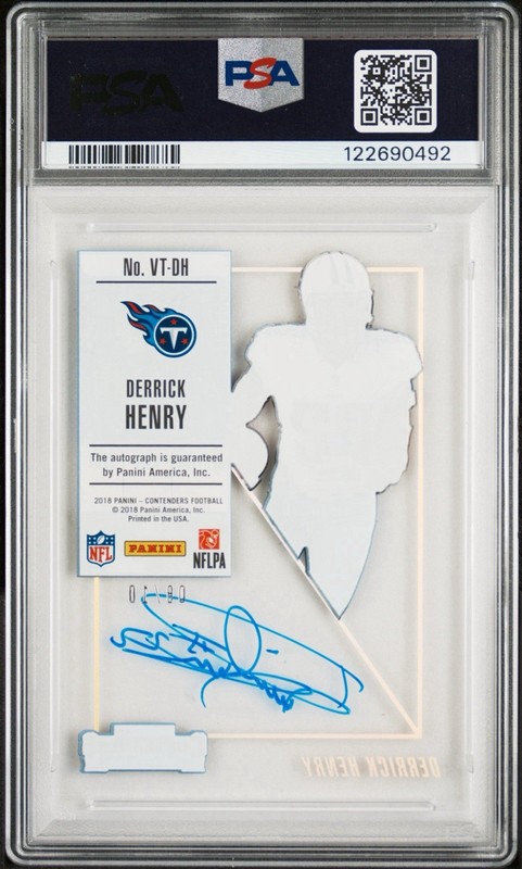 2018 CONTENDERS, DERRICK HENRY, VETERAN TICKET AUTO CLEAR 8/10; PSA 9/10 AUTO view 2