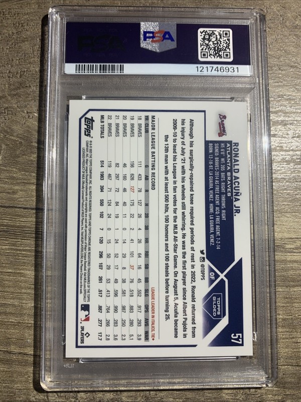 Ronald Acuna Jr. 2023 Gilded Collection #57 PSA 9 Mint /99 view 2