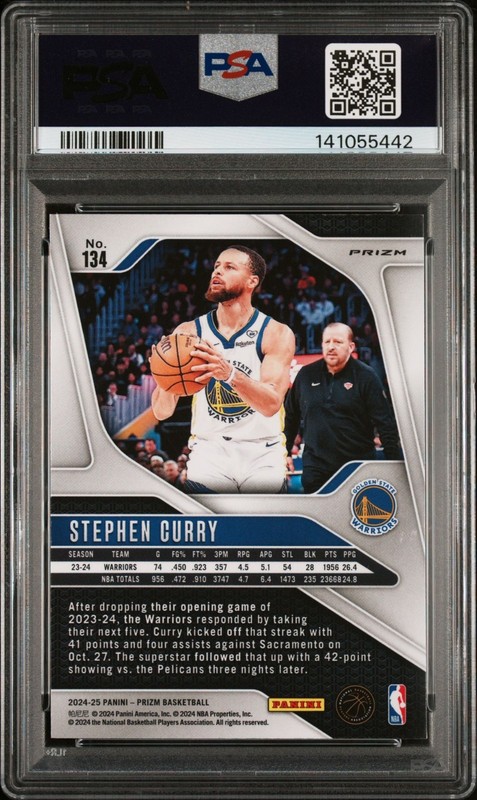 2024-25 Panini Prizm - Silver Prizm - Stephen Curry #134 PSA 8 NM-MT view 2