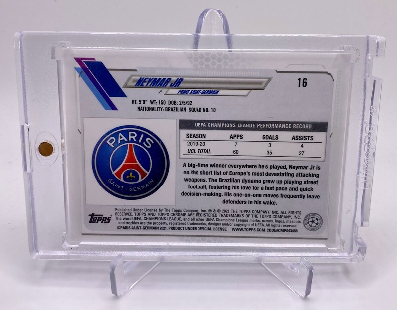 2020-21 Neymar Jr. Topps Chrome UEFA Champions League PSG Soccer Card Brazil view 2