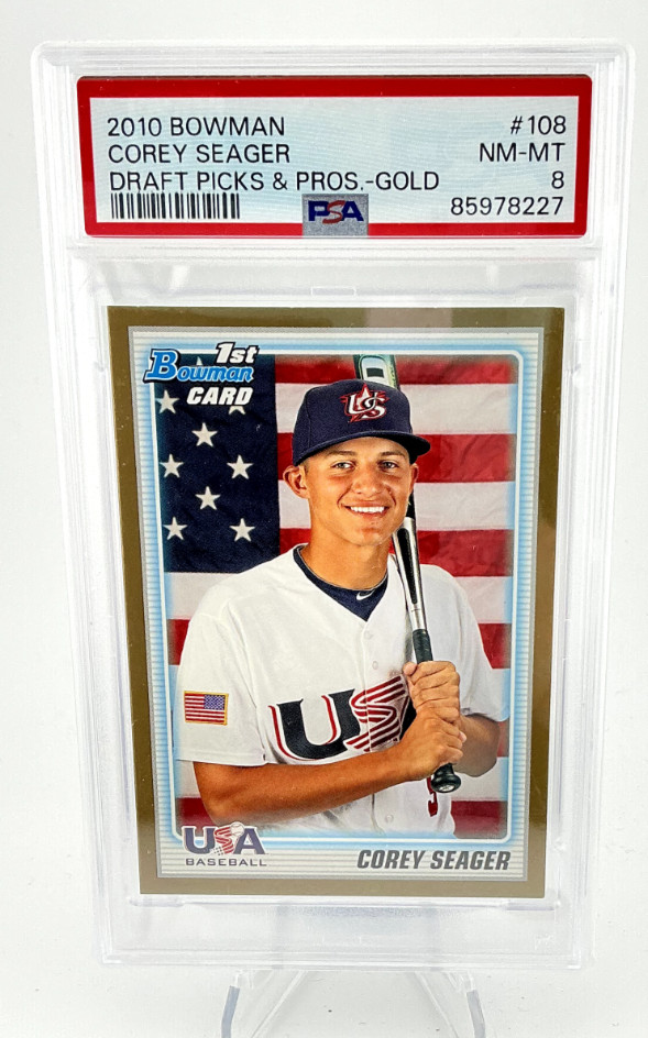 2010 1st Bowman Gold COREY SEAGER Rangers Texas Rangers Star PSA 8