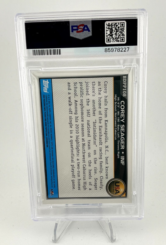 2010 1st Bowman Gold COREY SEAGER Rangers Texas Rangers Star PSA 8 view 2