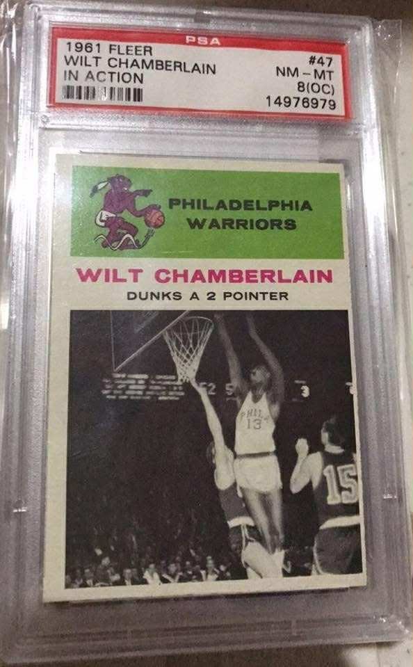 Wilt Chamberlain IN ACTION 1961 FLEER PSA 8 (OC)