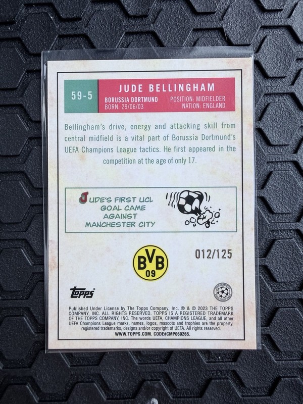 Jude Bellingham 2022 Topps Chrome UEFA - 1959 Retro Refractor #/125 ENGLAND BVB view 2