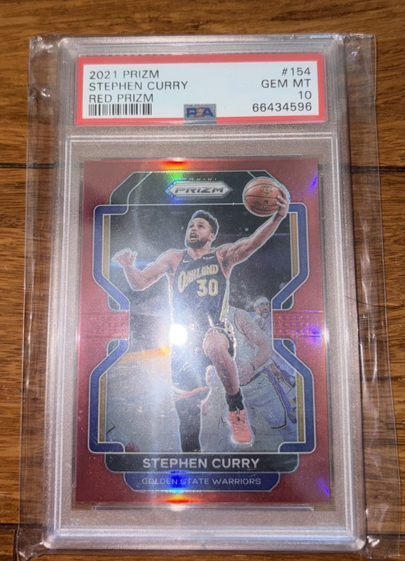 2021-22 Panini Prizm RED #154 STEPHEN CURRY 287/299 PSA 10 - FINALS MVP SEASON! view 2