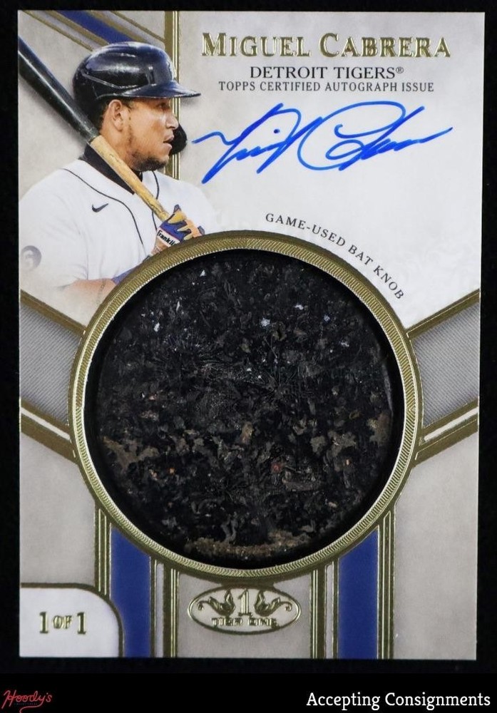 2019 Topps Tier One Miguel Cabrera GAME-USED BAT KNOB RELIC ON CARD AUTO 1/1