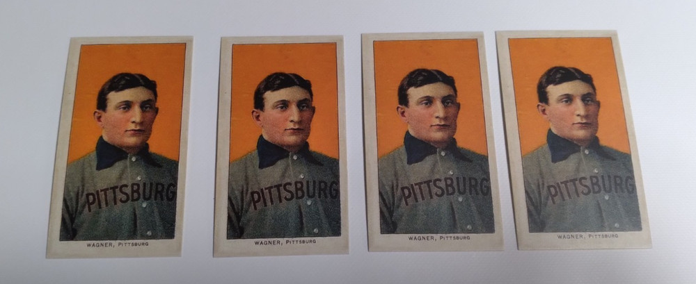 4 HONUS WAGNER REPRINT TOBACCO BASEBALL CARDS, SWEET CAPORAL CIGARETTES