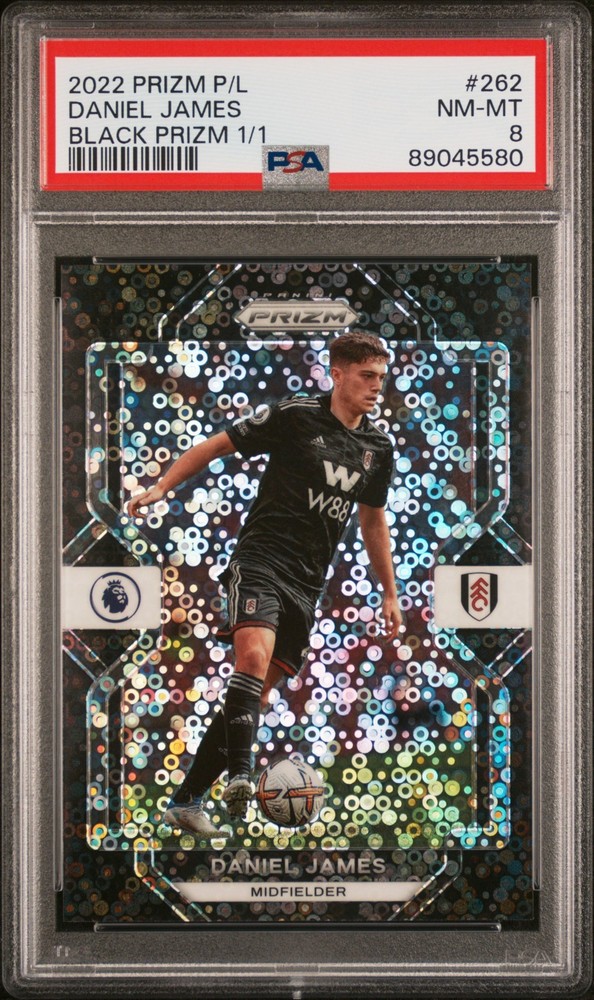 2021-22 Daniel James Panini Prizm Breakaway Black Fulham Soccer Card 1/1 PSA 8