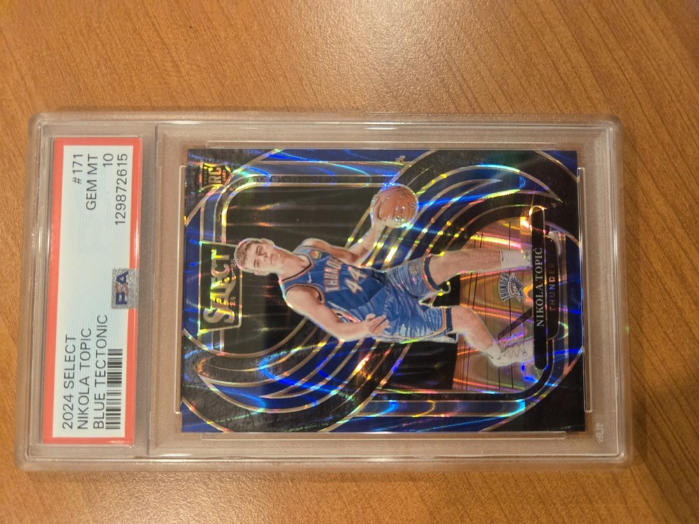 2024-25 Panini Select Premier Blue Flash Prizm Nikola Topic RC /99 Psa 10