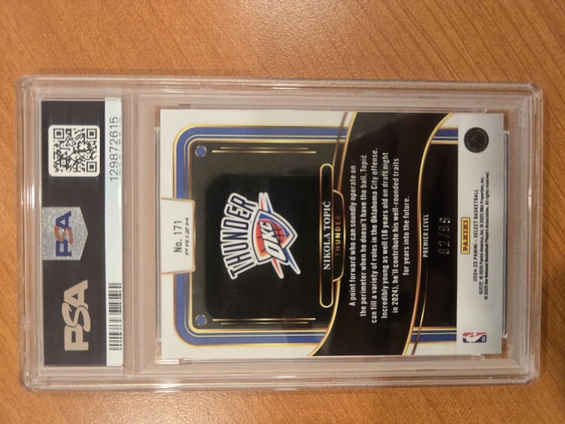 2024-25 Panini Select Premier Blue Flash Prizm Nikola Topic RC /99 Psa 10 view 2