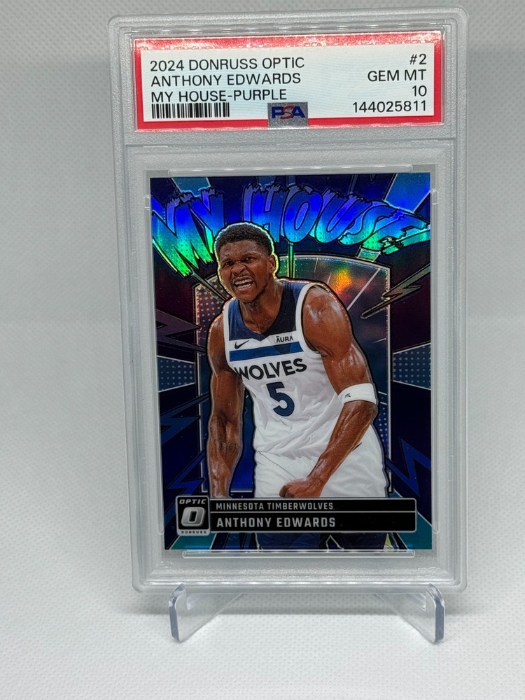 2024 DONRUSS OPTIC ANTHONY EDWARDS MY HOUSE PURPLE #2 PSA 10