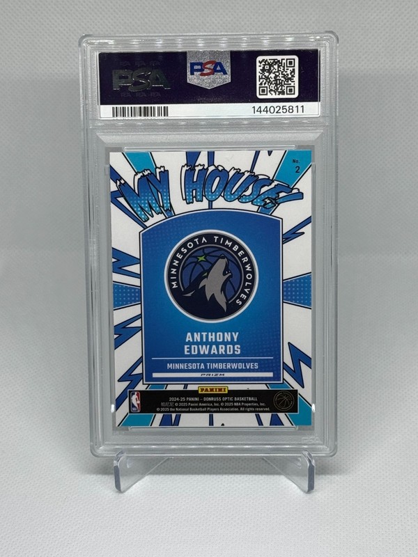 2024 DONRUSS OPTIC ANTHONY EDWARDS MY HOUSE PURPLE #2 PSA 10 view 2