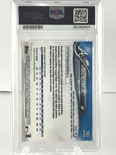 Ronald Acuna Jr. - 2018 Topps Chrome Rookie #193 - PSA 10 Gem Mint view 2