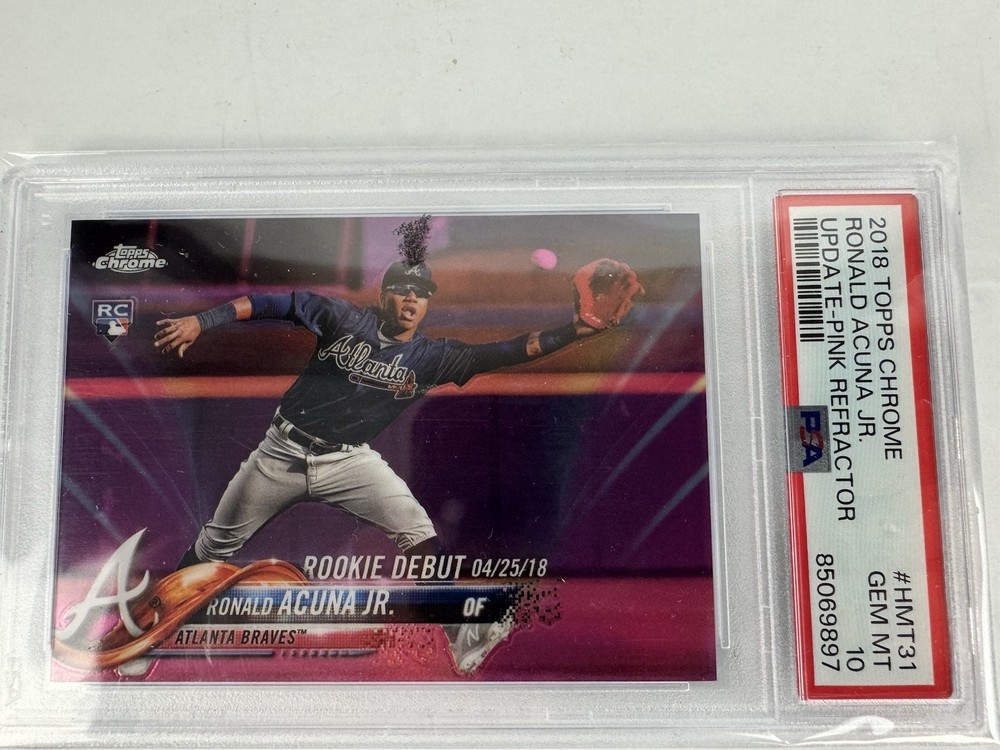2018 Ronald Acuna Jr Topps Chrome Update Pink Refractor- #HMT31- PSA 10 Gem Mint