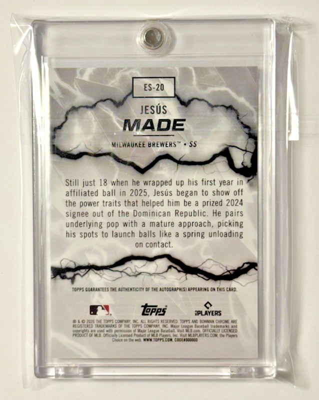 2026 Bowman Chrome Auto /150 Refractor Electric Sluggers #ES-20 Jesus Made view 2