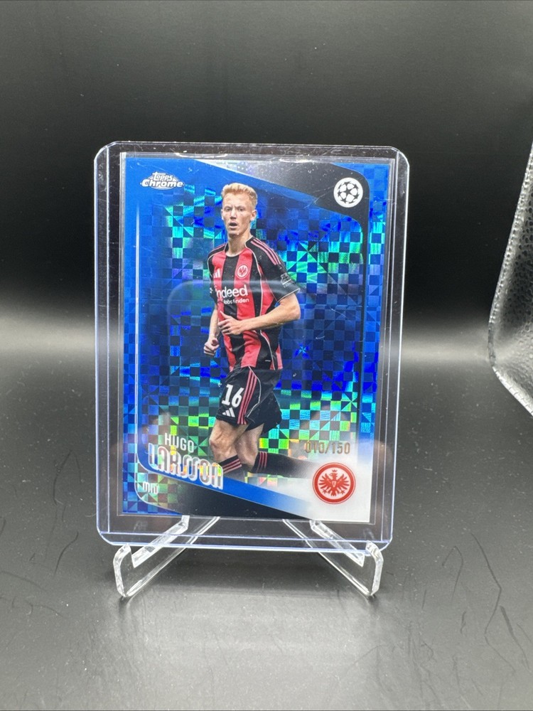 2025-26 Topps Chrome UEFA CC Hugo Larsson Blue X Fractor #/ 150