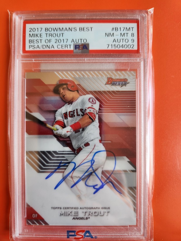 2017 BOWMANS BEST MIKE TROUT BEST OF AUTOGRAPH #B17-MT PSA 8 / 9 AUTO NM-MT view 1
