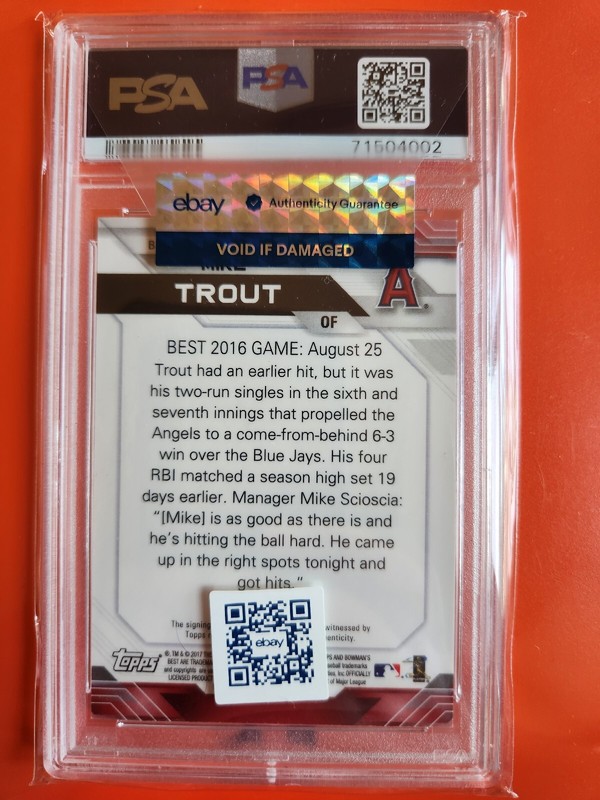 2017 BOWMANS BEST MIKE TROUT BEST OF AUTOGRAPH #B17-MT PSA 8 / 9 AUTO NM-MT view 2
