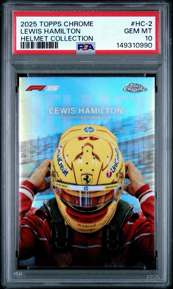 LEWIS HAMILTON 2025 TOPPS CHROME FORMULA 1 HELMET COLLECTION #HC-2 PSA 10