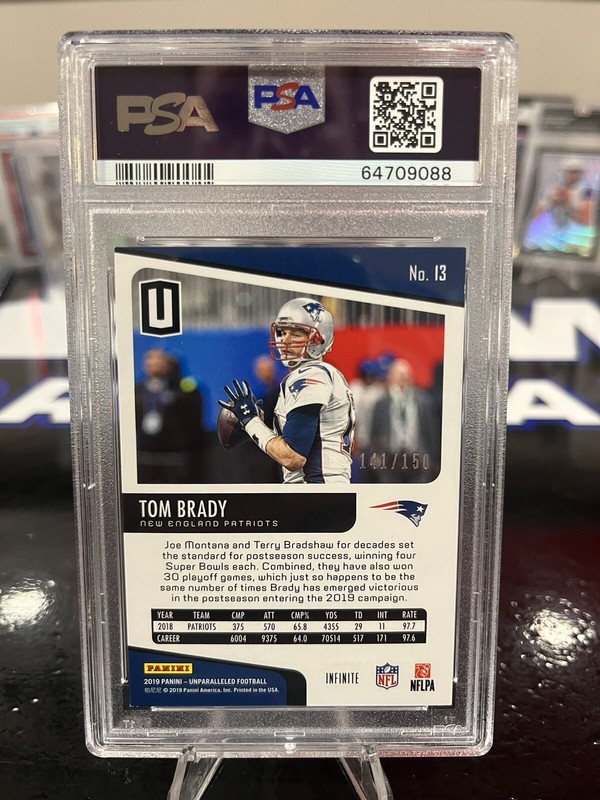 2019 Unparalleled Tom Brady Infinite /150 PSA 8 view 2