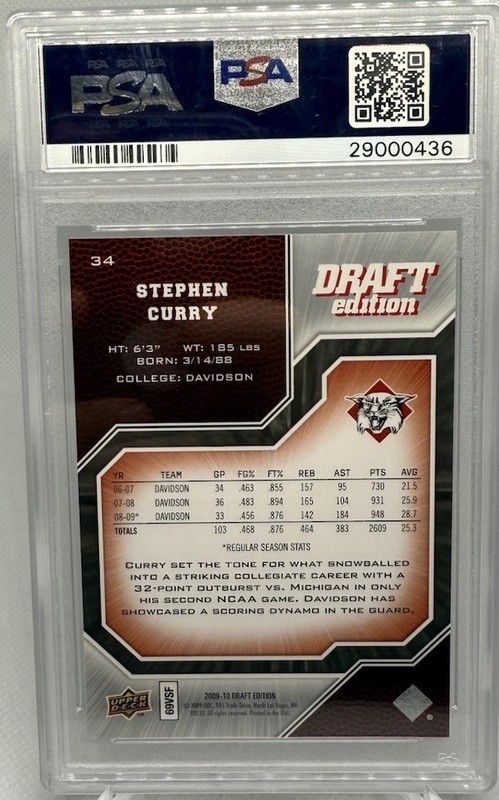 2009 Upper Deck Draft Edition STEPHEN CURRY #34 Rookie PSA 10 GEM MINT  view 2