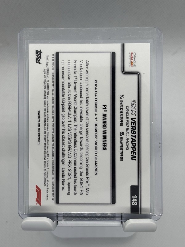 2025 Topps Chrome F1 Sapphire Max Verstappen World Champion Yellow /75 #148 view 2