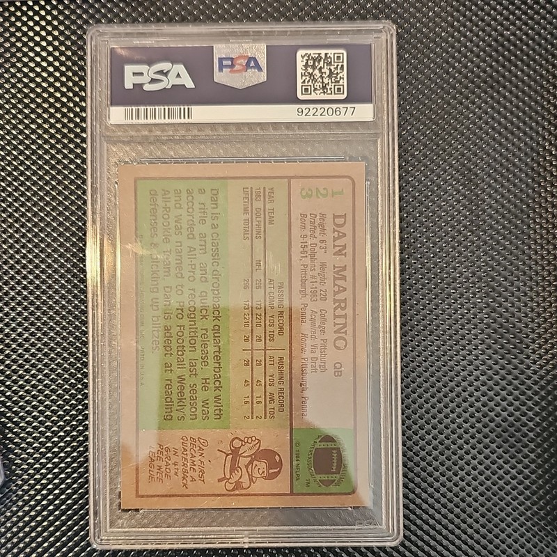 Topps 1984 Topps Dan Marino RC PSA 9 #123 Miami Dolphins NFL Football view 2