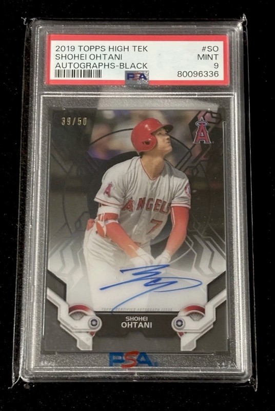 2019 SHOHEI OHTANI AUTO TOPPS HIGH TEK SSP BLACK /50 PSA 9 MINT 🔥 GOAT!! POP 7