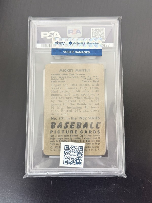 1952 Bowman - Mickey Mantle #101 PSA 1.5 view 2