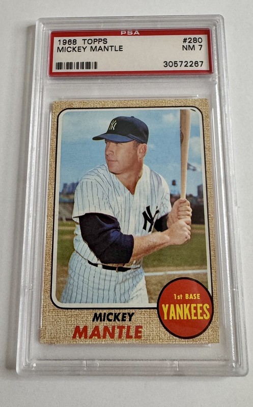 1968 Topps Mickey Mantle #280 New York Yankees HOF PSA 7 NM Vintage Card Vtg