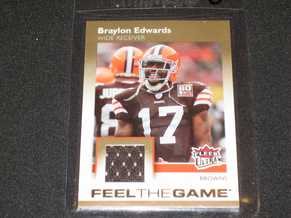 BRAYLON EDWARD BROWNS CERTIFIED GAME USED JERSEY CARD